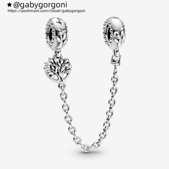 Pandora Heart Family Tree Safety Chain Charm - Picture 1 of 4